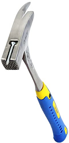 S&R Martello da Carpentiere Muratore con Peso in Testa 600gr. e Peso Totale 975gr. Testa con Calamita Tirachiodi in Acciao Inox C50