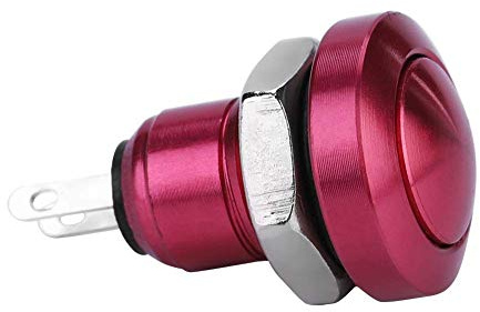 Pulsante Momentaneo per Auto, 1A 24V 8mm Mini Impermeabile Auto Momentaneo Interruttore a Pulsante Interruttore in Lega di Zinco-Alluminio(Red)
