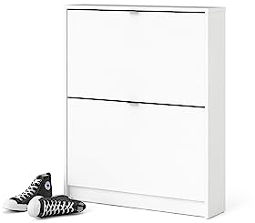 Schuhschrank mit zwei Türen, Farbe Weiß, 70,3 x 85,2 x 16,55 cm