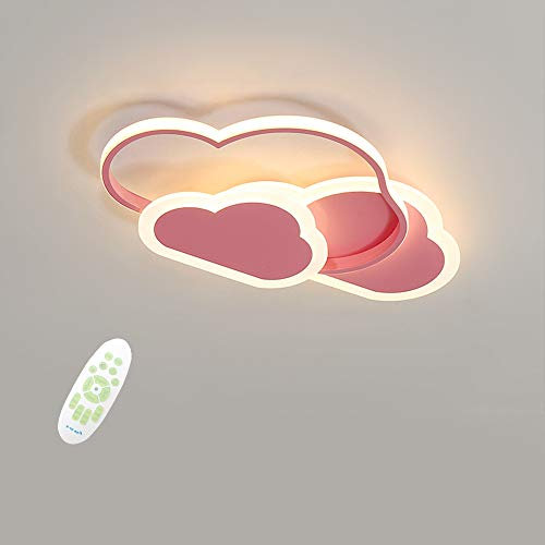 ZEKEI Lámpara de Techo Nube Creativa con Control Remoto, 32W 2700LM, Luz Ajustable 3000K-6500K, para Habitación Infantil, Dormitorio, Sala de Estar, Rosa