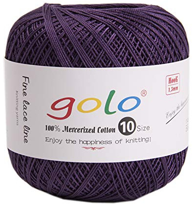 golo Häkelgarn Größe 10 Garn für Handstricken, Häkelgarn (Deep Purple)