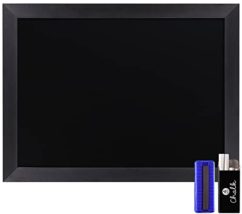 HBCY Creations 18 x 24 Rustic Black Solid Wood Frame Wall Chalkboard, Magnetic Surface, Home Décor, Restaurant & Café Menus, Blackboard, Includes Chalk, Eraser & Hanging Hardware