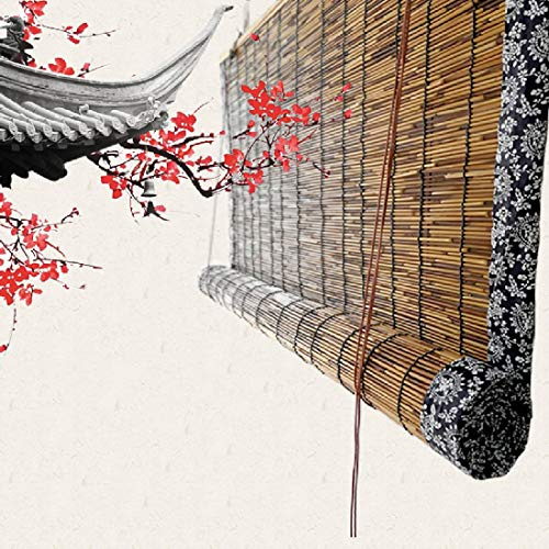 KDDFN Retro Bamboo Roll up Window Blind,Carbonization Bamboo Roller Blinds,Natural Reed Curtain,Roller Blinds Breathable,Roman Window Curtain,for Indoor/Outdoor,Customizable (100 * 180cm/39 * 71in)