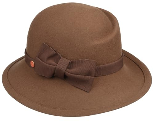 Mayser Jana Soft Wool Damenhut Wollhut Wollfilzhut Glockenhut Damen - Made in The EU mit Ripsband Winter Frühling-Sommer Herbst-Winter - One Size Hellbraun