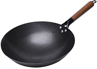 YYUINU Wok avec poignée, poignées faciles à utiliser, diamètre : 32 cm