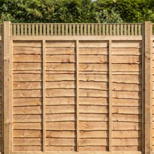 Fence Panel Topper 6ft x 0.5ft Tuscany Slatted Garden Trellis Wooden | 182.8cm x 17cm, Vertical Decorative Flat Top Fencing, Wall-Mount, Add Extra Height & Privacy, Balcony & Patio Screen Treated