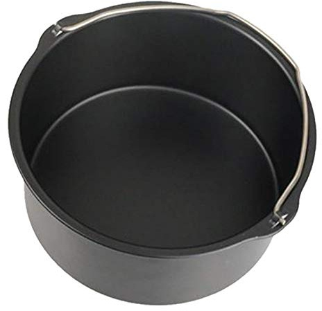 Faderr Air Fryer Cake Barrel Tin, Non-Stick Baking Pan Air Fryer Tray DIY Sturdy Steel Pizza Pan Cake Barrel with Handle Bread Cake Basket Air Fryer Accessories (8 INCH)