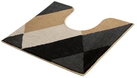 Kleine Wolke WC-Vorleger Ayana Schwarz 55 x 50 cm mit Ausschnitt | OEKO-TEX zertifiziert, rutschhemmende Unterseite, für Fußbodenheizung, maschinenwaschbar, 100% Polyacryl