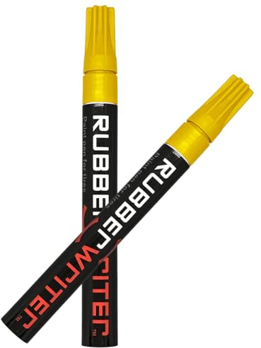 ColorLugs RubberWriter Paint Pen for Car Tires | Oil-Based Marker for Tire Lettering | Waterproof Ink | Fast Drying | Medium Size Tip | Apply at Home | Color: Yellow | Pack of 2 Pens