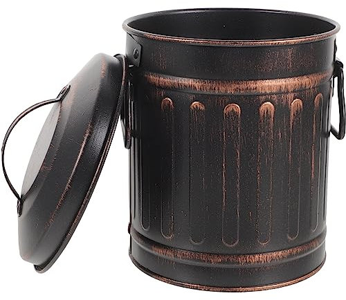 OSALADI Cubo De Cenizas con Tapa Cubo De Chimenea De Hierro Parrilla Cubo De Carbón Recipiente De Carbón De Metal Cubo De Ceniza Caliente Cubo De Carbón Pequeño para Chimeneas Fogatas