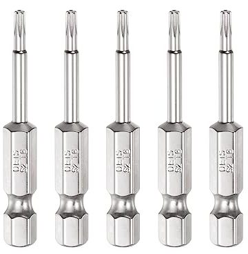 QUARKZMAN 5 Stück T8 Torx Bit Set 50mm Länge Bitsatz 1/4 Zoll Sechskantschaft S2 Stahl Magnetisch Manipulationssicher für Schraubendreher Akkuschrauber Schrauben Werkzeug
