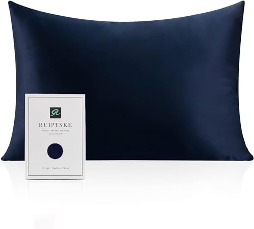 Kissenbezug aus Seide, 100 % Seide, 22 Momme, Öko-TEX®-zertifiziert, Vorteile für Haar und Haut, Anti-Aging, Anti-Staubmilben (40 x 60 cm, blau)
