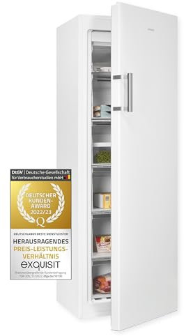 Exquisit® Congelador Vertical 194L, Color Blanco, Clase D, Tecnología No-Frost, Congelación Rápida, Alarma de Puerta, Puerta Reversible, 5 Cajones, Medidas (169,1 x 56,0 x 56,5 cm)