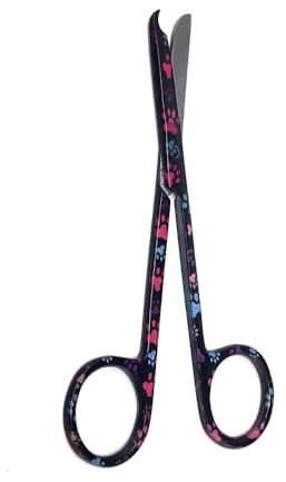 Embroidery Scissors Multipurpose Mini Sewing Shears One Hook Blade 4.5 Nippers for Cutting Light Fabric, Thread, Cross-stitch, Applique, Needlework, Yarn, Stainless Steel (Black Multi Paws)