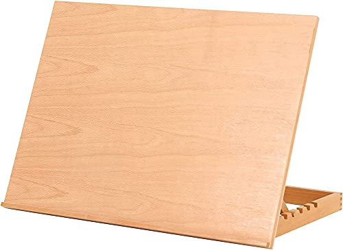 CAFIEDR Schreibtisch-Staffelei – große, verstellbare Tisch-Staffelei im A2-Format, Bastel-Arbeitsplatz, Tisch-Staffelei aus Buchenholz, Zeichenbrett, Kunst- und Gemäldehalter, Ausstellungsstück