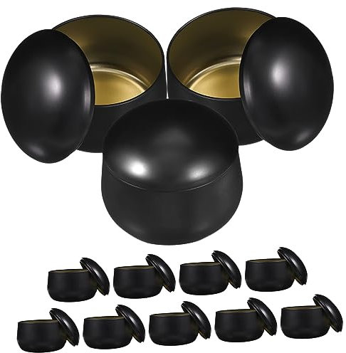 ULDIGI 8oz Black Square Tinplate Candle Tins with Lids, 12 Pack