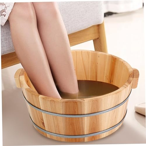 Seau de spa à pied, 14,2x6,3 pouces bassin de bain à pied en bois, baignoire de trempage des pieds, baignoire de pédicure, bassin du pied pour tremper les pieds, massage, sauna ou spa