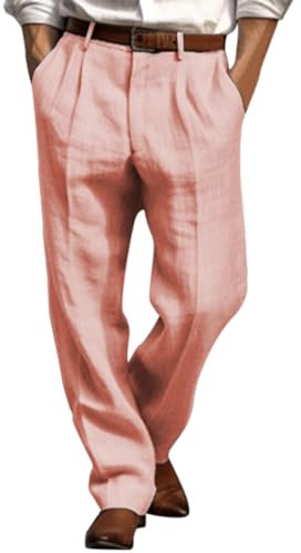 Leinenhose Herren Lang Sommerhose Herren Weit Leinenhose Herren Elegant Jogginghose Herren Leinen Relaxed Fit Freizeithose Herren Leicht Leinenhosen Herren Anzug Loose Fit