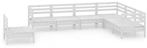 WEMYUFURN 7-TLG. Garten-Lounge-Set Massivholz Kiefer Weiß, Outdoor-Sitzgruppe, Terrassen-Lounge-Set, Garten-Couchgarnitur - Wetterbeständig, Komfortabel - für Terrasse, Garten und Balkon