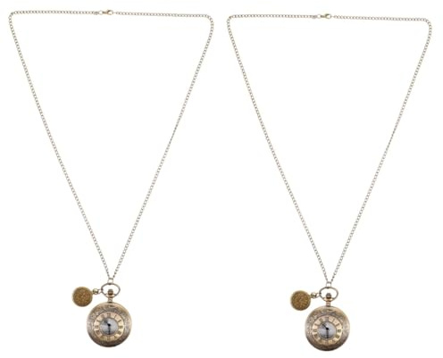 SAFIGLE 2stücke Vintage Taschenuhr Mit Römischen Ziffern Pocket Watch Im Retro-Stil Für Tragbar Und Leicht Für Alltag Und Besondere Anlässe