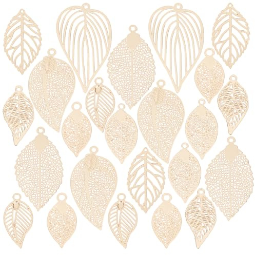 PH PandaHall 64 pz 8 stili Pendenti Foglia Oro Foglie Cave Ornamenti Ciondolo Foglia Albero Artigianato per Fai Da Te Orecni Collane Bracciali Copricapi Portaavi Gioielli