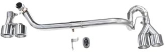 Auto-Auspuffendrohr aus Edelstahl, kompatibel mit BMW -5er E60 520i 523i 525i, Upgrade M5 Heckstoßstange, Quad-Auspuffanlage, Schalldämpfer(Silver)