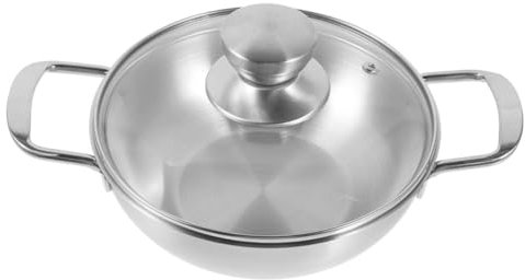 Gogogmee Wok Inoxidable Tapa para Alimentos Olla Caliente Cocina Diaria Mango Doble Accesorio De Cocina Utensilios De