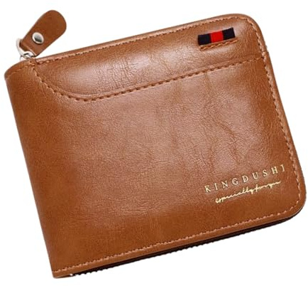 Belijoeuri Portefeuille pour homme avec fermeture éclair, porte-monnaie compact pour homme, compartiment pour photo, porte-cartes, porte-monnaie et porte-billets, design à la mode, élégant et sobre