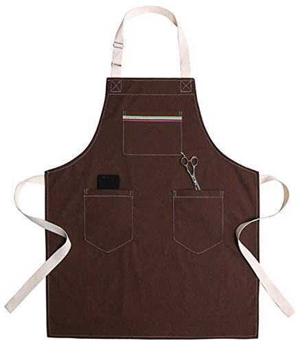 ZIUBMVDYC Delantales for Hombres, Delantal de Lona for Hombres, Delantal de Trabajo Resistente con Bolsillos, Delantal de Herramientas Resistente al Desgaste(Brown)