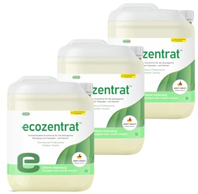 Ecozentrat™ Extrem – Hochwirksamer, biologisch abbaubarer Stein- & Fassadenreiniger in Profi-Qualität. Synergetisch, tiefenwirksam, sofort aktiv, (3x5 Liter)