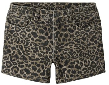 TWO SOON Kurze Hose Mädchen Jeans – Slim Fit Denim Shorts mit Leopard Print, verstellbarem Bund & Hakenverschluss