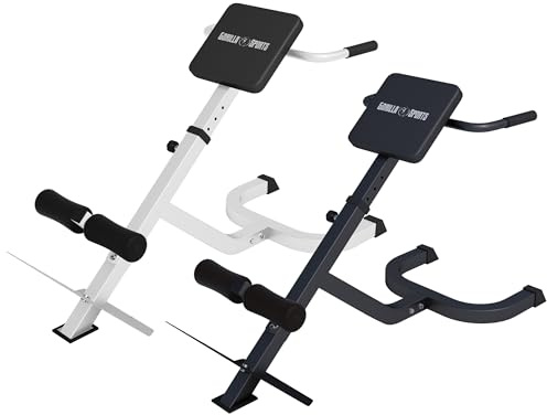 GORILLA SPORTS® Rückentrainer - 5-fach Verstellbar, bis 120 kg, mit Beinfixierung, Schwarz/Weiß - Rückenstrecker Gerät, Hyperextension Bank, Bauchmuskeltrainer, Bauchtrainer für Zuhause (Schwarz)
