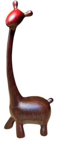 Bonita figura de jirafa tallada a mano de madera africana de la selva africana, escultura de animales coleccionables, adornos de arte de madera de safari, decoración de escritorio para el hogar (negro
