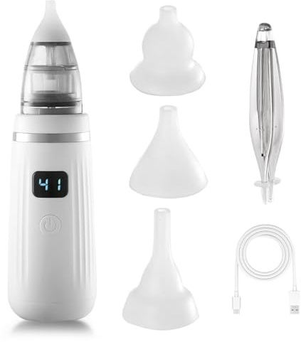RNPKZ Electric Nasal Aspirator Baby, Portable Electric Baby Nose Sucker with 5 Suction Levels & 3 Soft Silicone Tips, Rechargeable Low Noise Nose Cleaner, Anti-Backflow Snot Sucker for Newborn Toddler