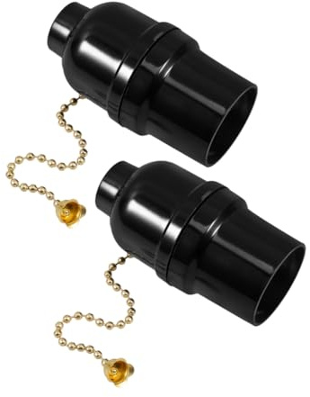 HOLIDYOYO Base de Lámpara Colgante E27 de Baquelita con Cadena de Tirador, Fácil Reemplazo y Amplia Compatibilidad para Estudio y Sala de Estar, Pack de 2 Unidades