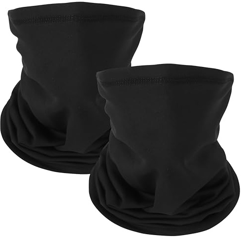 ViEinkaufen 2 Pcs Snood for Women Men Windproof Neck Gaiter Fleece Bandana Face Covering Mask for Cycling Motorbike Hiking Bike Skiing Running Outdoor Sports (Black)