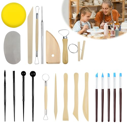 QACUU Komplettes 22PCS Clay Set, Töpferwerkzeug Und Modellierwerkzeuge