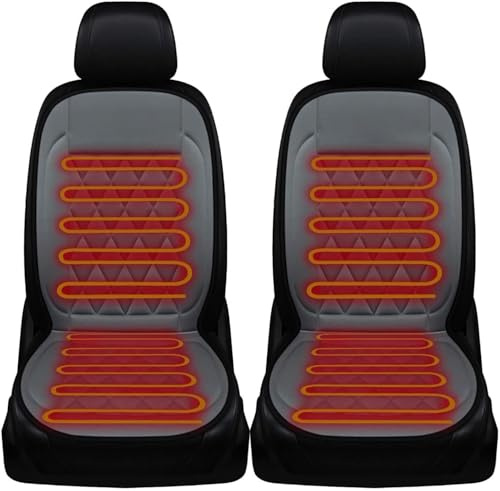 Generisch Winter Autositzauflage mit voller Rückenlehne - Einzel- und Zweisitzer Bequeme Sitzmatte für Fahrer- und Beifahrersitz - Passend für in PKW, SUV, LKW und Transportern (Grau, Zweisitzer)
