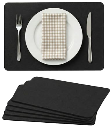 G.schmückt Platzsets Filz 6er Set, Abwaschbares Tischset, Filztischunterlagen hitzebeständig, Moderne Platzdeckchen 45x30cm (schwarz)