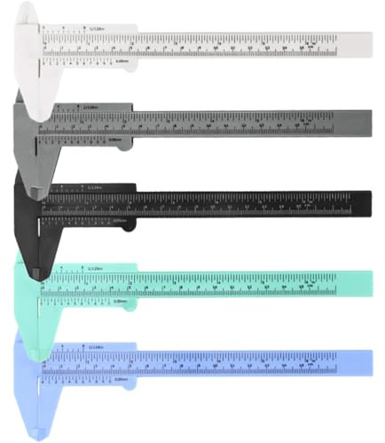 LIFKOME Calibrador Vernier de Plástico 0-150mm Doble Escala, Regla de Medición para Cejas, Kit 5 Piezas (,), Herramienta Portátil para Precisión en Belleza y Maquillaje
