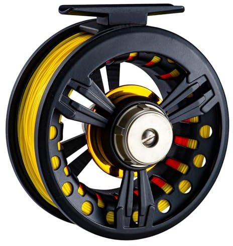 Metall Fliegenrolle, Fliegenfischrolle Fliegenfischrolle 5/6 7/8wt Große Arbor Druckguss-Fliegenrolle mit Schnur-Kombination Aluminiumlegierung Vorgeladen(5 6)