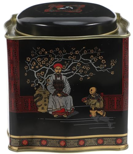 OUNONA Boîte à Biscuits Vintage en Tôle Noire avec Couvercle, Forme Ondulée | Boite en Fer Biscuit, Rangement Hermétique pour Thé en Vrac et Snacks, Design Rétro