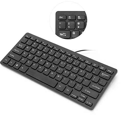 RASTKY Mini Clavier Filaire USB Ultra Fin pour Le Bureau à Domicile, Clavier Plug and Play élégant à 78 Touches pour Ordinateur de Bureau Ordinateur Portable (Black)