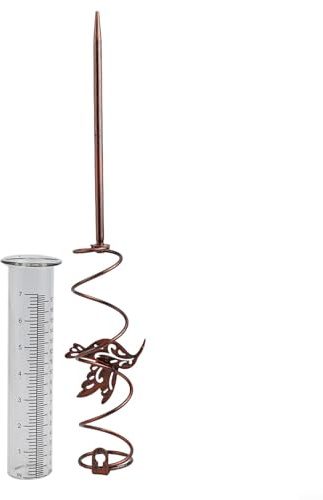 Rehoetom Pluviometro in vetro per uso esterno giardino e prato – Decorazione paesaggistica a tema colibrì con scala graduata chiara (0 – 100 mm) – strumento meteo