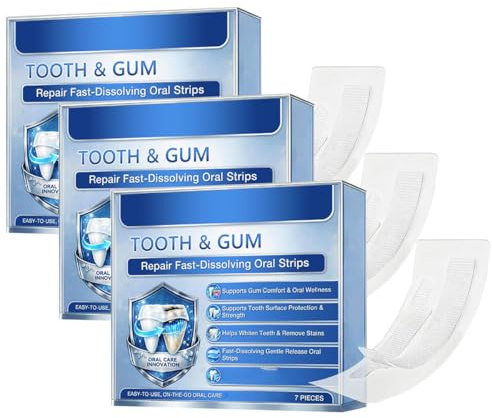 Strisce orali a scioglimento rapido per la riparazione di denti e gengive, pellicole per l'igiene orale al mentolo delicate,soluzione portatile per la cura delle gengive (3 box)