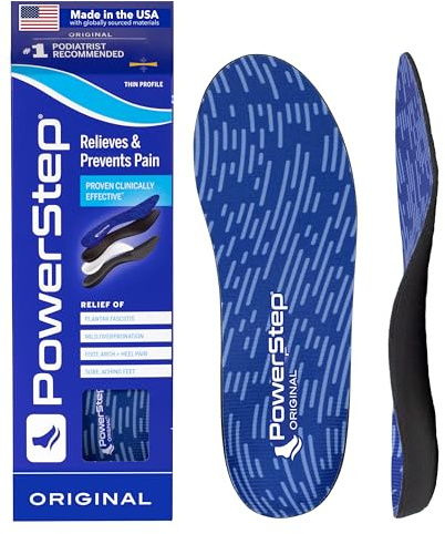 PowerStep Original Insoles, Arch Pain Relief Orthotics, Tight Shoes, Foot Support for Plantar Fasciitis, Mild Pronation, Foot & Arch Support Inserts, Shoe Inserts, Made in the USA (M 6-6.5/W 8-8.5)