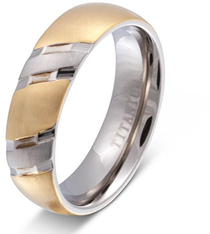 Juwelier Schönschmied- HerrenWunderschöner Titanring, Ehering Verlobungsring mit gratis Lasergravur - Bicolor- Titan Gr. 66 (21.0) NrT24H