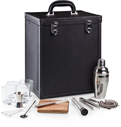 Legacy – eine Marke von Picnic Time, Hamilton Barkeeper-Set, Cocktail-Set, tragbares Baretui mit Cocktail-Shaker-Set, Schwarz