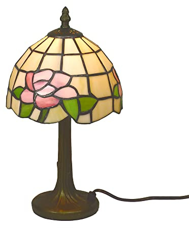 Dapo Hochwertige Echtglas-Tiffany-Stil-Tischleuchte Chloe H:30,5cm D:17cm Stimmungs-Nachttisch-Dekorations-Lampe