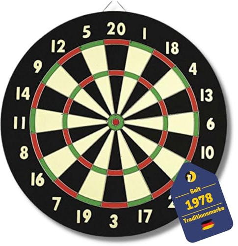 BEST SPORTING Steel-Dartscheibe papiergewickelt & zweiseitig I inkl. 6 Steeldart-Pfeile aus Messing I Dartscheibe Steeldart mit integrierter Aufhängung I Dart-Set